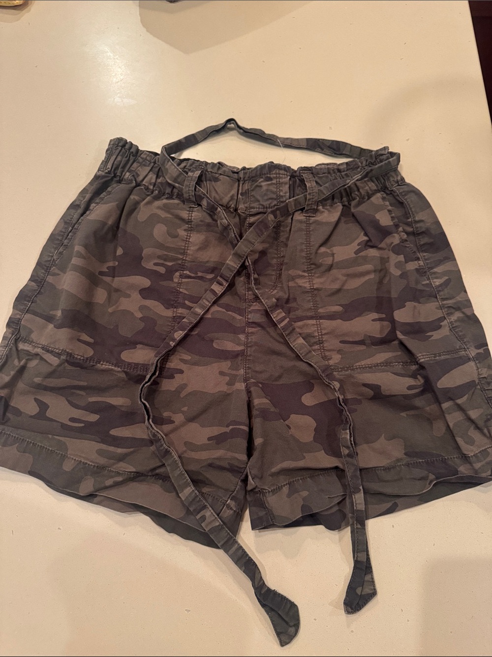 sanctuary Camouflage Drawstring Shorts - Olive Camo